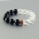 دستبند عقیق سیاه و کریستال کوارتز