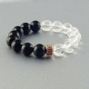 دستبند عقیق سیاه و کریستال کوارتز
