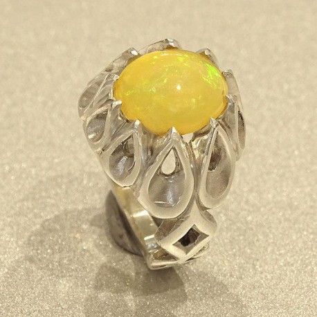 انگشتر نقره مردانه سنگ اوپال