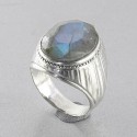 انگشتر نقره مردانه سنگ لابرادوریت