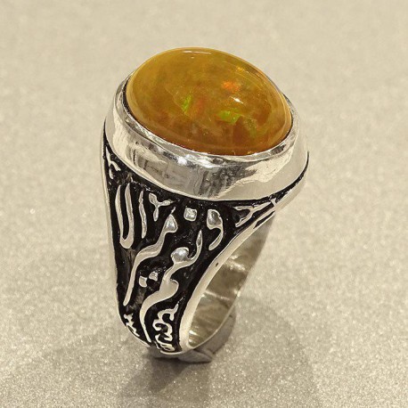 انگشتر نقره مردانه سنگ اوپال