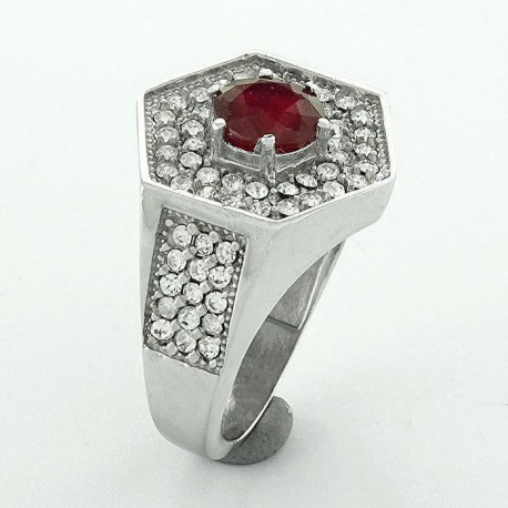 انگشتر نقره مردانه نگین یاقوت سرخ