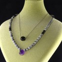 گردنبند سنگ پیکاسو جاسپر ، عقیق سیاه و آمتیست