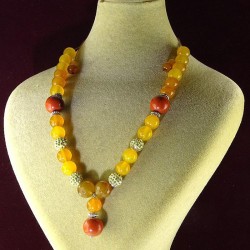 گردنبند عقیق زرد ،جاسپر قرمز و عقیق کارنلین