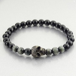 دستبند سنگ عقیق سیاه و چشم عقاب