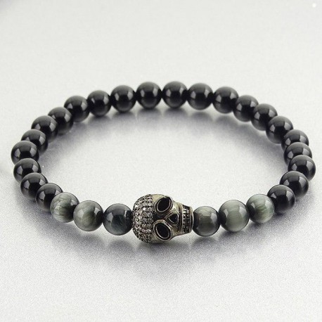 دستبند سنگ عقیق سیاه و چشم عقاب