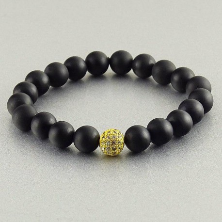 دستبند عقیق سیاه مات