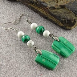 گوشواره سنگ مالاکیت و هولیت