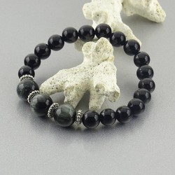 دستبند سنگ عقیق سیاه و چشم عقاب