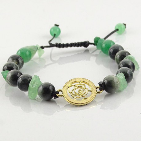 دستبند بافت سنگ آونتورین و چشم عقاب