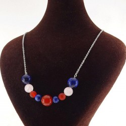 گردنبند سنگ لاجورد،رزکوارتز و عقیق قرمز