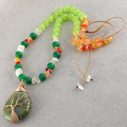 گردنبند بافت سنگ عقیق سبز،عقیق خزه و جیدشاه مقصود