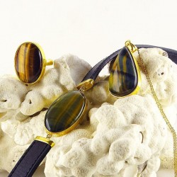 مجموعه نقره سنگ چشم ببر