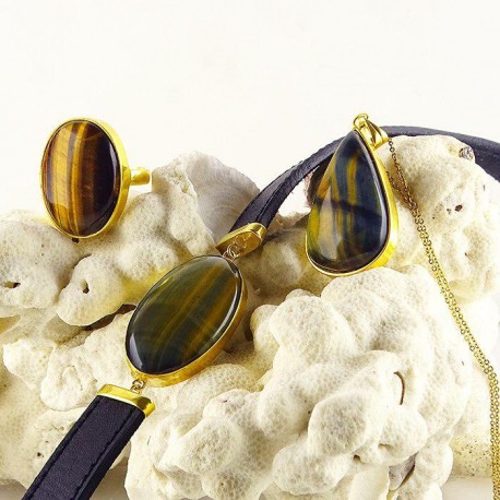 مجموعه نقره سنگ چشم ببر