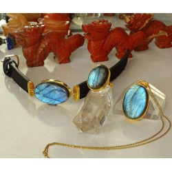 مجموعه نقره سنگ لابرادوریت آبی