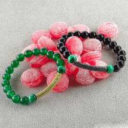 دستبند سنگ عقیق سبز،عقیق سیاه و مالاکیت