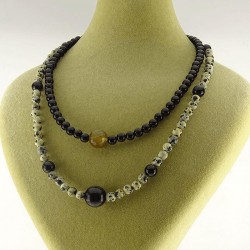 گردنبند سنگ دالماتیان و عقیق سیاه