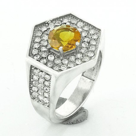 انگشتر نقره مردانه نگین سیترین