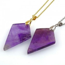 آویز لوزی آمتیست طبیعی