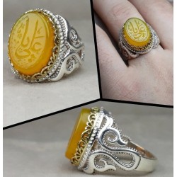 انگشتر نقره نگین عقیق زرد