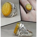 انگشتر نقره نگین عقیق زرد