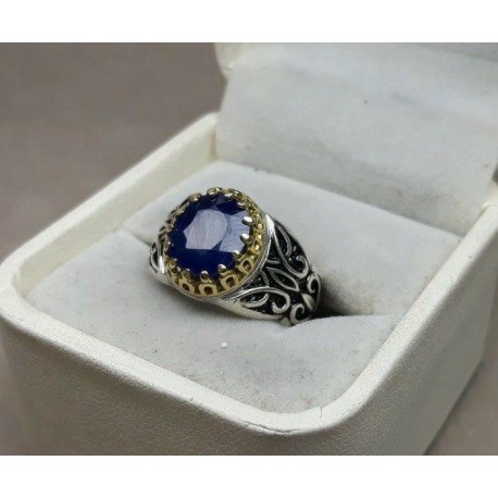 انگشتر نقره یاقوت کبود