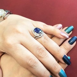 انگشتر نقره زنانه سنگ یاقوت کبود