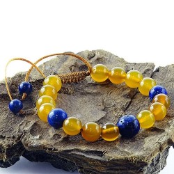 دستبند عقیق زرد و لاجورد
