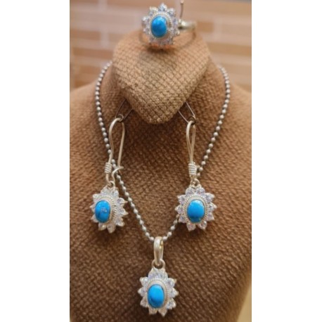 نیم ست نقره فیروزه اصل نیشابور